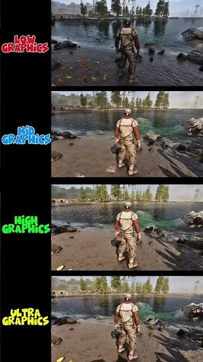ARK SURVIVAL ASCENDED LOW GRAPHICS VS MID GRAPHICS VS HIGH GRAPHICS VS ULTRA GRAPHICS #ark #gaming