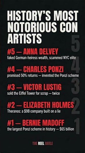 History's Most Notorious Con Artists Ranked #truecrime #berniemadoff #shorts