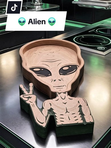 Alien Snack Bar CNC Wood Art – ET-Inspired Desk Piece