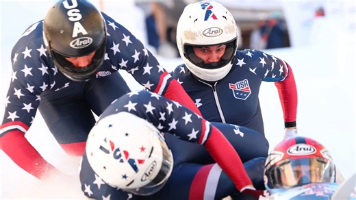American 4-man bobsleigh team Horn goes for a wild ride at St. Moritz World Cup