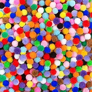 Acerich 2000 Pcs 1cm Assorted Pompoms Multicolor Arts and Crafts Fuzzy Pom Poms Balls for DIY Creative Crafts Decorations