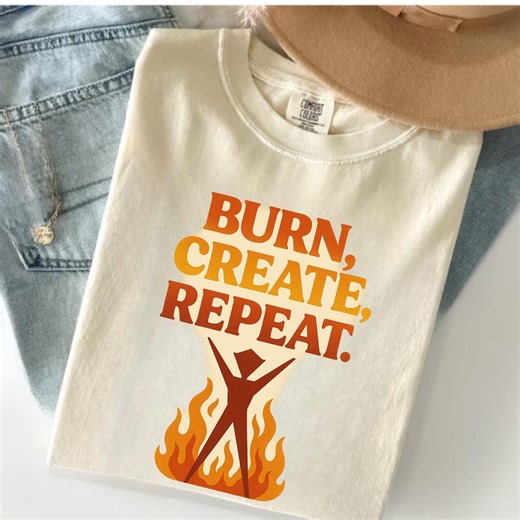 Comfort Colors Burning Man 2025 Shirt – "burn, Create, Repeat" Festival Tee – Psychedelic Art Desert T-shirt – Boho Tribal Cosmic Outfit - Etsy