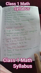 class 1 Math Syllabus #class1 #maths #cbse