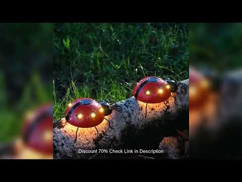 Solar Ladybug Lamp Outdoor Waterproof Garden Statue Wall Hanging LED Solar Powered Light For Garden
