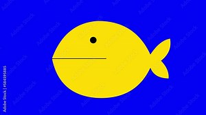 Big fish eating simple version bluebox isolated. Good for compositing and creating metaphors. Seamless loop. Opening and closing mouth without teeth.