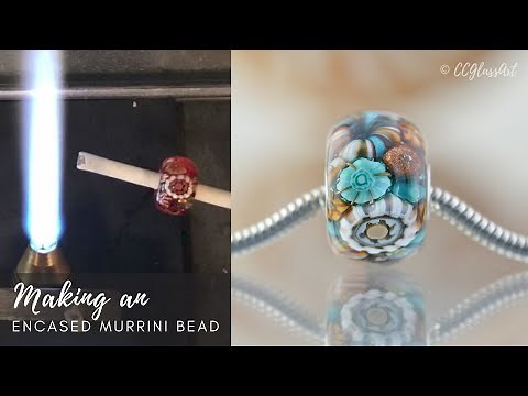 Encased Murrini Glass Art Lampwork Charm Bracelet Bead - Demo