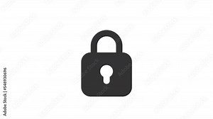 Animated closing lock line ui icon. Cybersecurity. Wrong password. Seamless loop HD video with alpha channel on transparent background. Outline isolated user interface element motion graphic animation vídeo de Stock