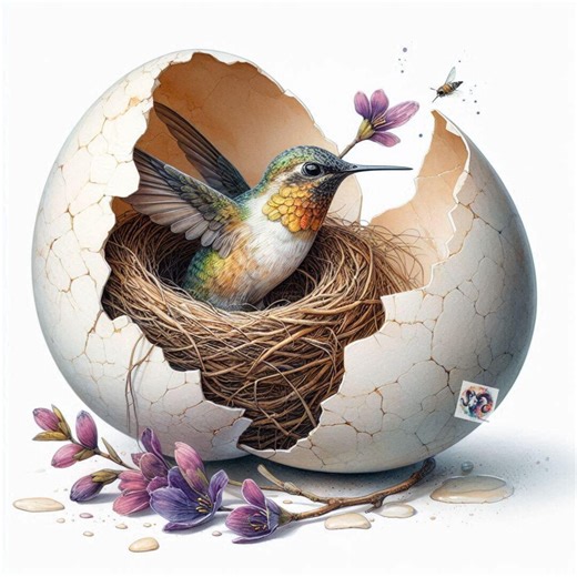 10 Watercolor Hummingbird Clip Art Images in Eggshells, JPG - Etsy