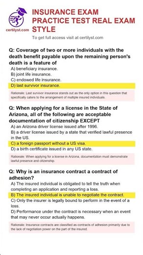 These Insurance Exam Practice Test Real Exam Style questions are 2026 actuals...