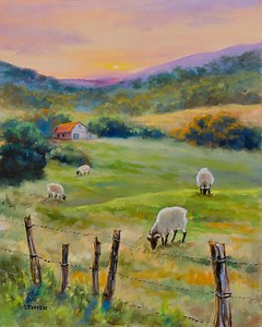 ORIGINAL Rural Art Farm, Sheep Pastoral Field Scene, Countryside Landscape, Red Barn Farmhouse, Meadow Framed Oil Painting Cottagecore Decor - Etsy UK