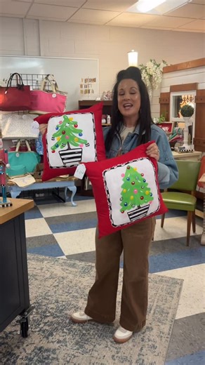 Day Seven of the countdown to our Christmas open house at the Nook. Our featured item is our hand painted Christmas pillows. Come see us this Thursday from 10-6 | WorkSource East
