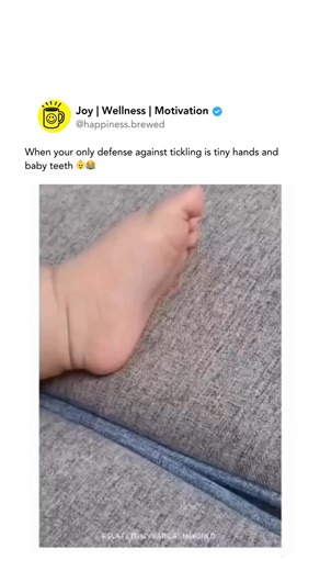 Joy | Wellness | Motivation on Instagram: "Sometimes the smallest warriors use the cutest weapons 👶😂 Follow @happinessbrewed for more adorable baby moments This is the most precious form of retaliation you'll ever see! Watching a close-up of a baby's foot getting tickled, hearing those sweet coos as the tiny foot wiggles. But this baby has had enough - a chubby little hand reaches out, grabs that tickling finger with surprising determination, and then the baby's head comes into frame and chomp