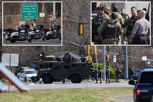 Man allegedly armed with gun he pointed at his head outside CIA headquarters taken into custody after hours-long standoff