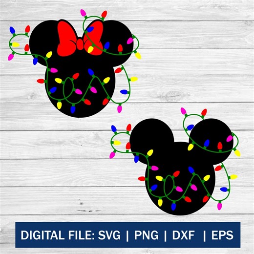 SVG, Christmas, Mickey, Minnie, Christmas Lights, Holiday, Santa, Digital Download, Cut File, Cricut, Magic, Castle, Diy - Etsy