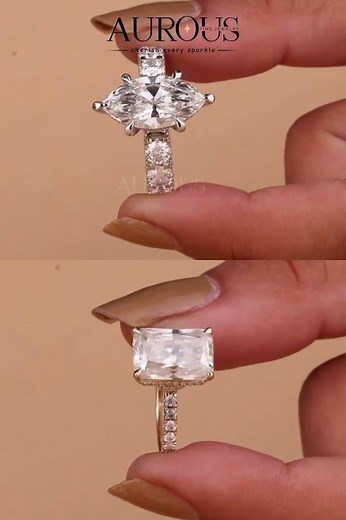 Moissanite Diamond Pave Setting Engagement Rings
