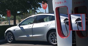 First look at Tesla Model 3's charge port while Supercharging