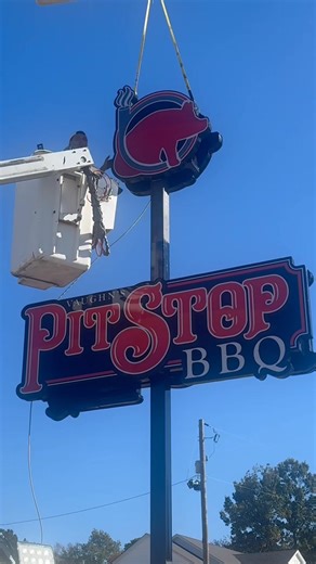 3.5K views · 131 reactions | 菱‍Got something cooking today other than food!! 菱‍ Our sign is here! Huge thanks to Express Sign Co. for handling the design, execution, and production of this bad boy being placed today!! We will post some more pictures when it’s lit and finished! | Vaughn's Pit Stop BBQ | Facebook