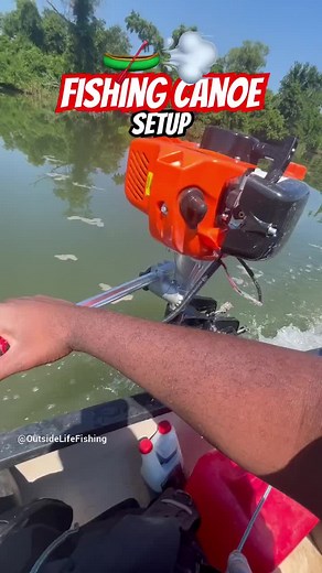 My gas powered canoe fishing setup @Old Town Watercraft #adventure #nature #explore #fishing #fishtok #fyp