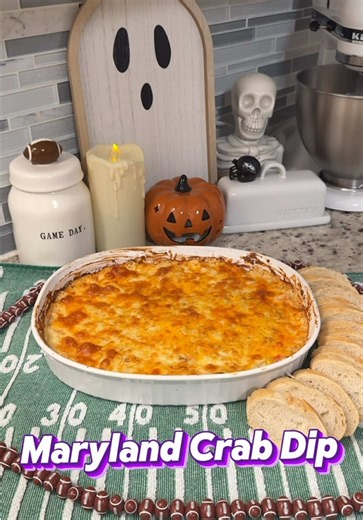 Maryland Crab Dip 🦀⬇️ Ingredients: * 1 lb crab meat (I used ½ fresh lump ½ imitation here, but 100% fresh lump is best!) * 8 oz cream cheese (softened) * ½ cup sour cream ¼ cup mayo (Dukes) * 1 cups sharp cheddar (divided) * 1 cups monterrey jack (divided) * Seasonings: 2 tsp Old Bay ( extra for dusting), 1 tsp dry mustard, ¼ tsp garlic powder * 2 tsp Worcestershire * 1 tbsp fresh lemon juice Instructions: 1. Base: Mix cream cheese, sour cream, and mayo until smooth. 2. Season: Whisk in Old Bay