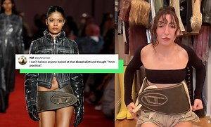 This TikToker Tried On The Diesel Belt Skirt And Her Reaction Proves Fashion Is Throwing Comfort And Brains Out Of The Window