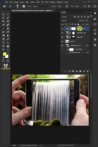 3D Waterfall On Mobile Photo Manipulation in Photoshop | Big Smile Editing