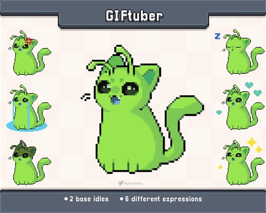 Animated Giftuber Glorp Alien Cat Pixel Art | 8 Different Expressions | Veadotube Mini Ready - Etsy