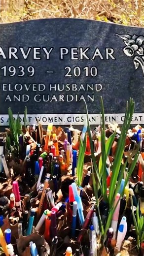 Leave a pen when visiting the grave of the American Splendor comic, Harvey Pekar.