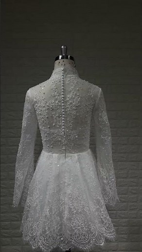 Above the Knee Lace V-neck Wedding Dress #weddingdress #bridal #bride #wedingcollection