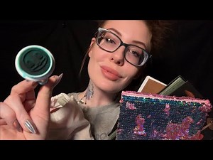 ASMR soft whispering while rummaging, stamping, tracing you ~