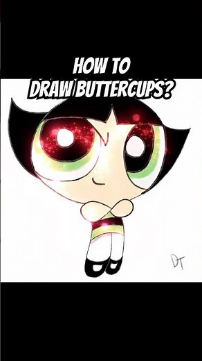 Drawing Buttercup from Powerpuff Girls | Badass Green Aesthetic Art 💚✨ #fanart #cute #artshorts