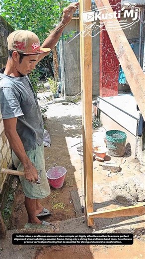 Simple String Line Trick for Perfectly Straight Wooden Frame Installation.