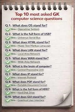 Top 10 most asked GK computer science questions