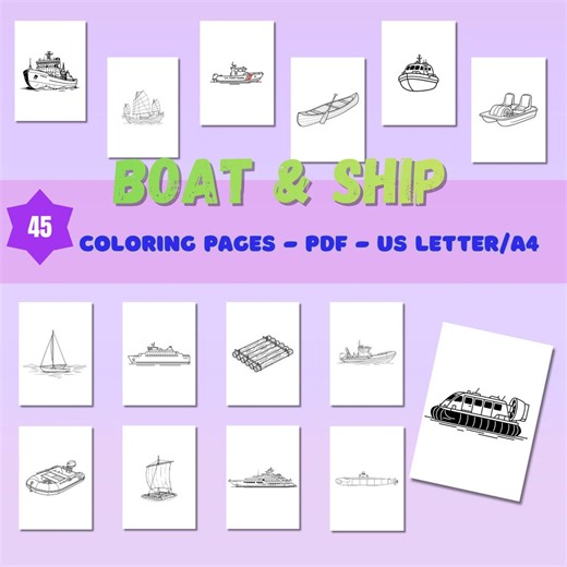 45 Boat and Ship Coloring Pages for Kids (PDF Download) - Etsy