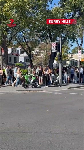 Huge queue outside the Clock Hotel in Surry Hills, Sydney on Anzac Day when two-up is allowed