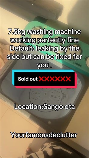 7.5kg washing machine working perfectly fine Default: leaking by the side but can be fixed for you . Price: just 65k Location:Sango ota #declutterinlagosandogunstate #lagosandogundeclutter #declutterinlagos #declutterinlagos #fyppppppppppppppppppppppp