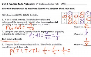 Unit 5 Practice Test: Probability 7th Grade Acc. Math First Page #1-#8 | Educreations