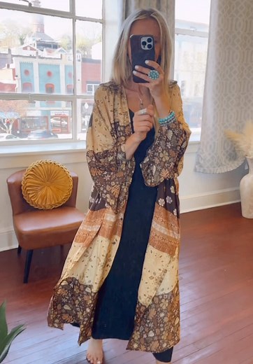 A lil boho inspo 🌵 Flippiehippie.com 🌵 Desert Silk Maxi Shirt (duster) 🌵 Tied To You Maxi Top (white) 🌵 Mavis Maxi Dress (charcoal) #flippiehippieboutique #bohostyle #flippiehippie #bohofashion #fyp #maxi #bohochic #springfashion