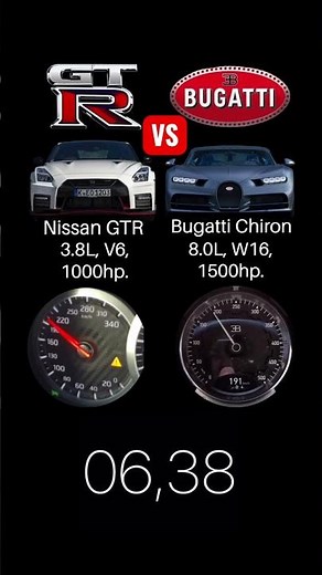 Nissan GTR vs Bugatti Chiron. Speed battle. #gtr #chiron #nissan #bugatti #speedbattle #dragrace