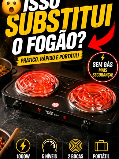 Fogareiro Elétrico 2 Bocas Portátil 110v/220v para Camping
