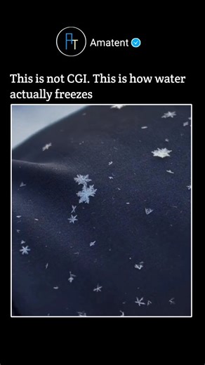 Amatent on Instagram: "When water freezes, it doesn’t become a perfect shape. As temperature drops, gravity pulls the liquid down while cold air locks it in place. The result? Sharp ridges, curved edges, uneven surfaces — frozen mid-motion. What you’re seeing isn’t randomness. It’s physics, time, and temperature competing in real time. Every ice drop freezes differently because conditions are never identical. That’s why nature doesn’t copy-paste. We miss these details because they happen too fas