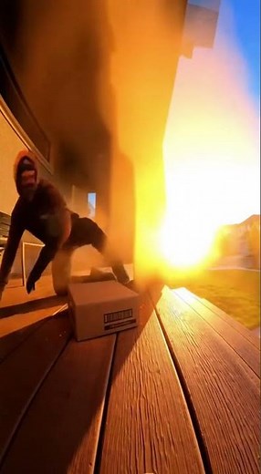 Orange Explosion Stops Package Thief