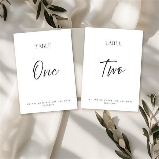 Minimalist Wedding Table Numbers Template, Editable Table Number Cards, Modern Wedding Table Signs, Elegant Printable Sign (canva Editable) - Etsy