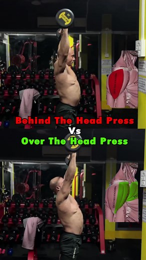 Explanation behind the head, barbell press works on the principle of shoulder abduction, where middle deltoid has the maximum leverage, versus over the head bar press has the both movements of shoulder, flexion and shoulder abduction, the targeting both shoulder flexors and shoulder abductors that is front shoulder and upper pectoralis major. #shoulderworkout #fitness #fitnessmotivation #gym #bodybuilding #workout #gymmotivation #shoulders #fit #chestworkout #gymlife #shoulderday #motivation #ba
