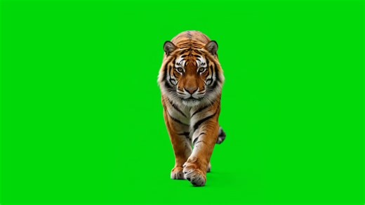 Stunning Tiger Green Screen Footage