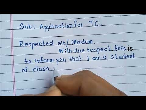 Application for TC in English || Application writing for Transfer certificate || TC application.