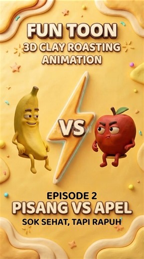 EPISODE 2 - PISANG VS APEL - SOK SEHAT, TAPI RAPUH #FUNTOON #3DClay #Animation #Roasting #Comedy