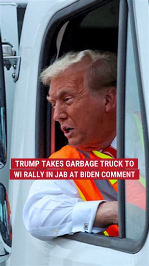 1M views · 46K reactions | DRIVING THE POINT HOME: Donald Trump uses a garbage truck to get to his Green Bay rally in a dig at President Biden’s comments labeling Trump supporters as “garbage.” | Fox News | Facebook
