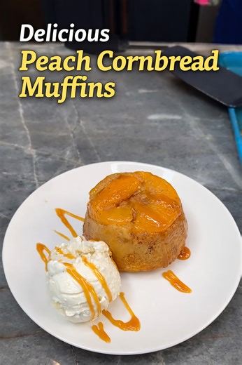 Delicious peach cornbread muffins from scratch