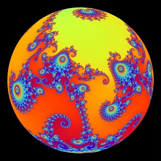 Mandelbrot set projected on a rotating Riemann-sphere