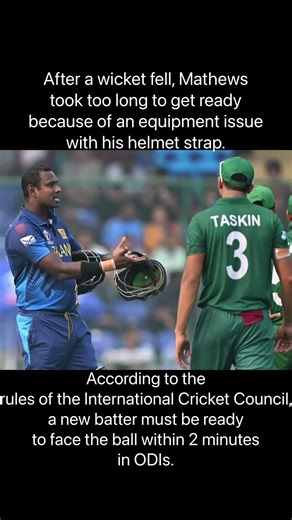 First Ever Timed Out in International Cricket 😱🏏 #CricketFacts #AngeloMathews #TimedOut